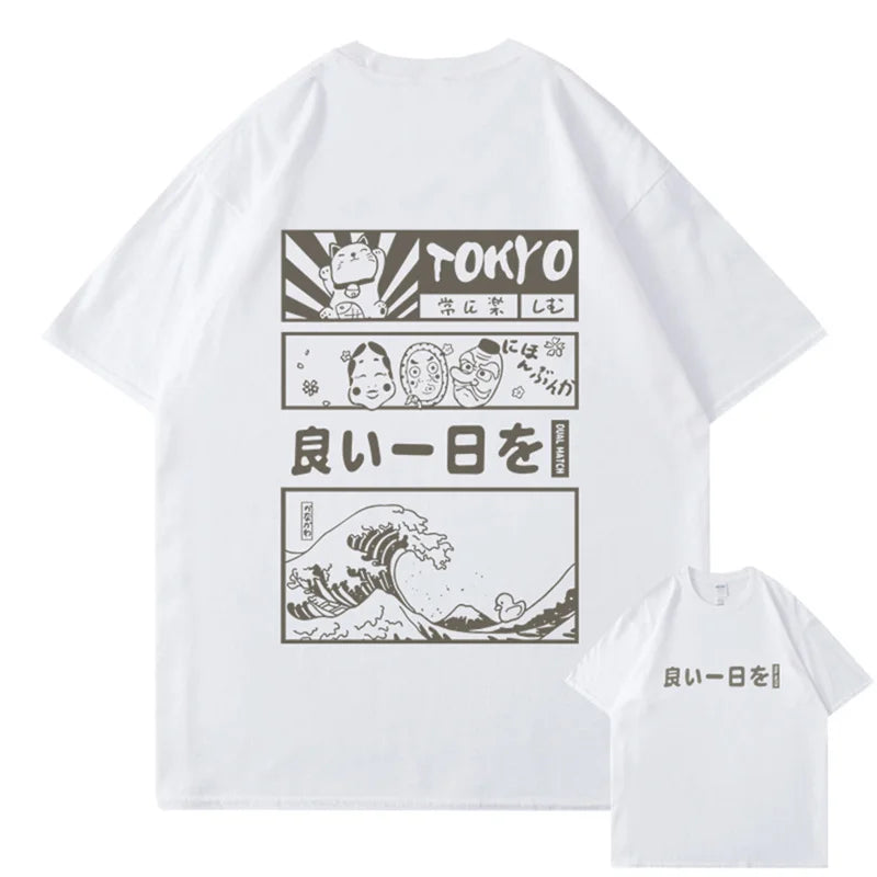 Anime Aesthetic Shirt – Men Hip Hop Streetwear T Shirt Japanese Kanji Cartoon – Edgy Streetwear for All Genders