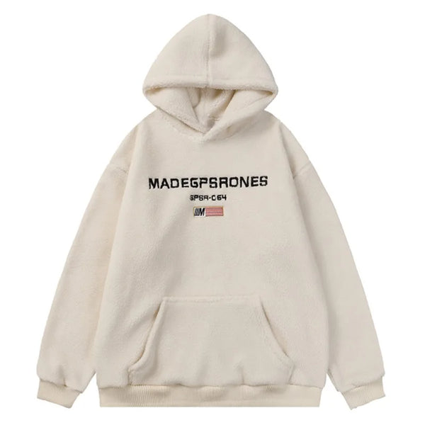 sadcore chrome print featuring mens fleece hoodies casual letter embroidery hairy oversize harajuku hooded tops hip hop skateboard warm streetwear pullovers