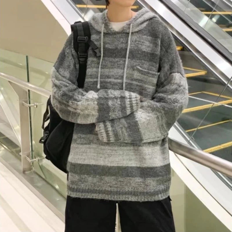 minimalist knit jumper, daily wear essential, trendy urban fashion top for men, layered streetwear look