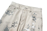 hand painted graffiti washed baggy jeans for men and women y2k streetwear pantalones hombre casual denim trousers oversized unique jeans style 6014