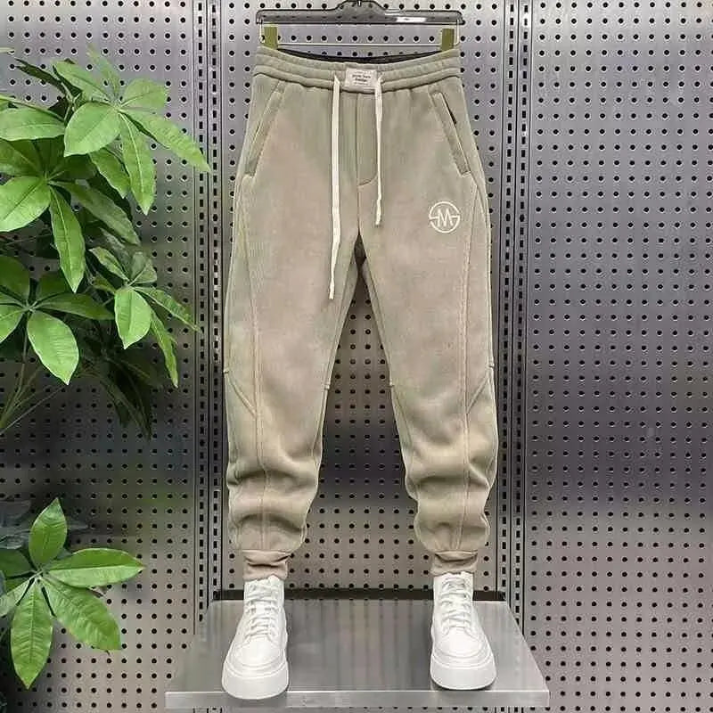 elastic waist casual pants mens fashion fleece thick baggy tapered cuffs joggers trousers baggy sweatpants gym jogger trousers unique joggers style 1846