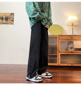 2023 korean fashion ankle zipper vintage brown men jeans pants luxury straight hip hop casual denim trousers pantalones hombre unique jeans style 253