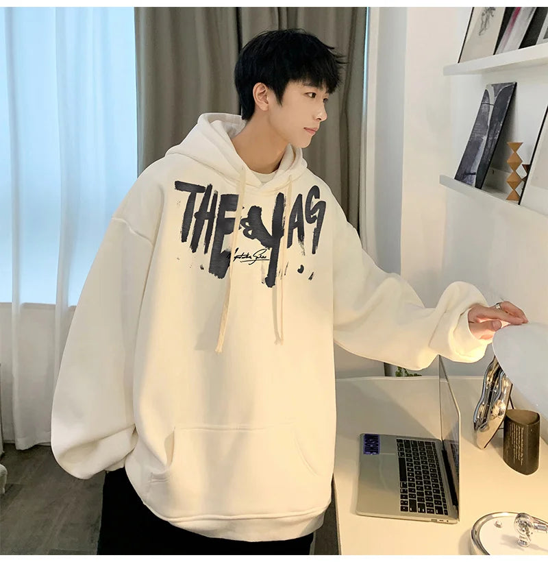 High Street Letter Print Oversized Hoodie Mens New Hip Hop Fashion