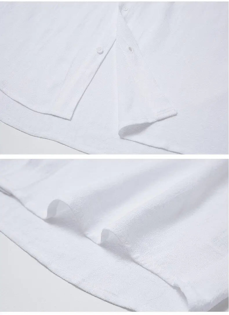 Men Loose Casual Streetwear Fashion Stand Collar Long Sleeve Black White Oversize Shirt Couple Plus Size Shirts Blouses