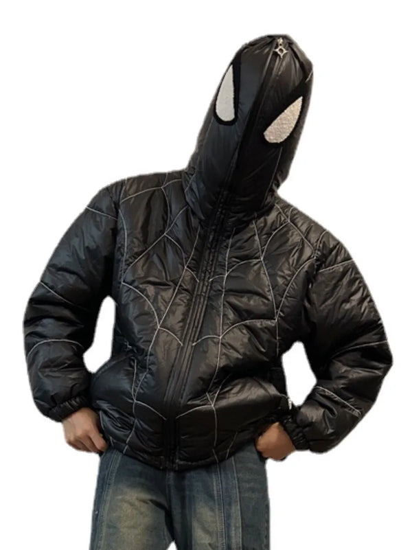 Cyberpunk Shirt – Spider Embroidery Hooded Coton Padded Jacket And Coat Mens – Streetwear Fashion for Men & Women