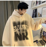Mens Goth Letter Printed Hooded Sweatshirt American Style Vintage Tren