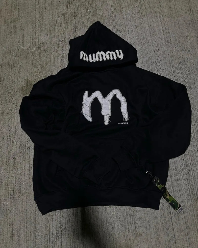 2024 Y2K Street Fashion Loose Hoodie Retro Letter Embroidery Oversized