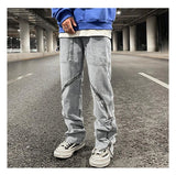 fashion denim straight pants hip hop jeans with zipper streetwear trousers new summer casual joggers men designer jeans for men unique joggers style 1152