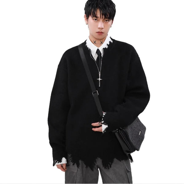minimalist knit jumper, daily wear essential, trendy urban fashion top for men, layered streetwear look