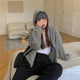 Autumn And Winter New Korean Style Ins Casual Sports Style Striped Hoo