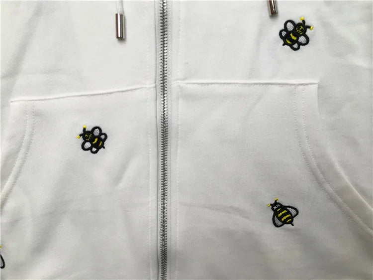 New Luxury Men Novelty Embroidery Bee Hoodies Hoody Hooded Sweatshirts