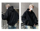 New Retro Button Neck Hooded Sweatshirts For Men Autumn Fleece Y2K Vintage Hoodies Hip Hop Fashion Streetwear Pullover Hoodie