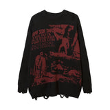 ripped goth women y2k men sweaters vintage black oversized knitted sweater harajuku anime fashion winter 2023 knit tops pullover urban wear with bold artwork, unique limited edition hoodie, aesthetic street look hoodie