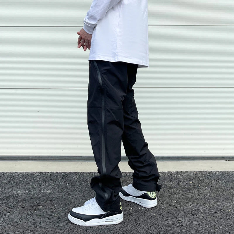 american street wear machine oversized joggers pants rubber side zipper nylon casual pants harajuku mens black track pants casual joggers