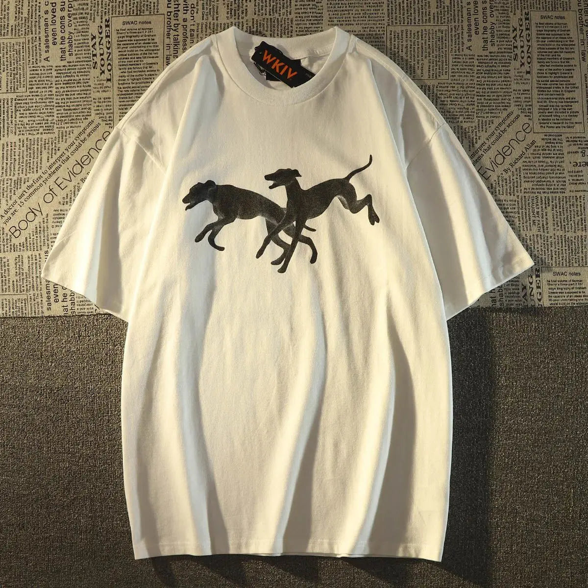 Cyberpunk Melting smiley – Pure Cotton American Retro Hound Short Sleeved T Shirt For M