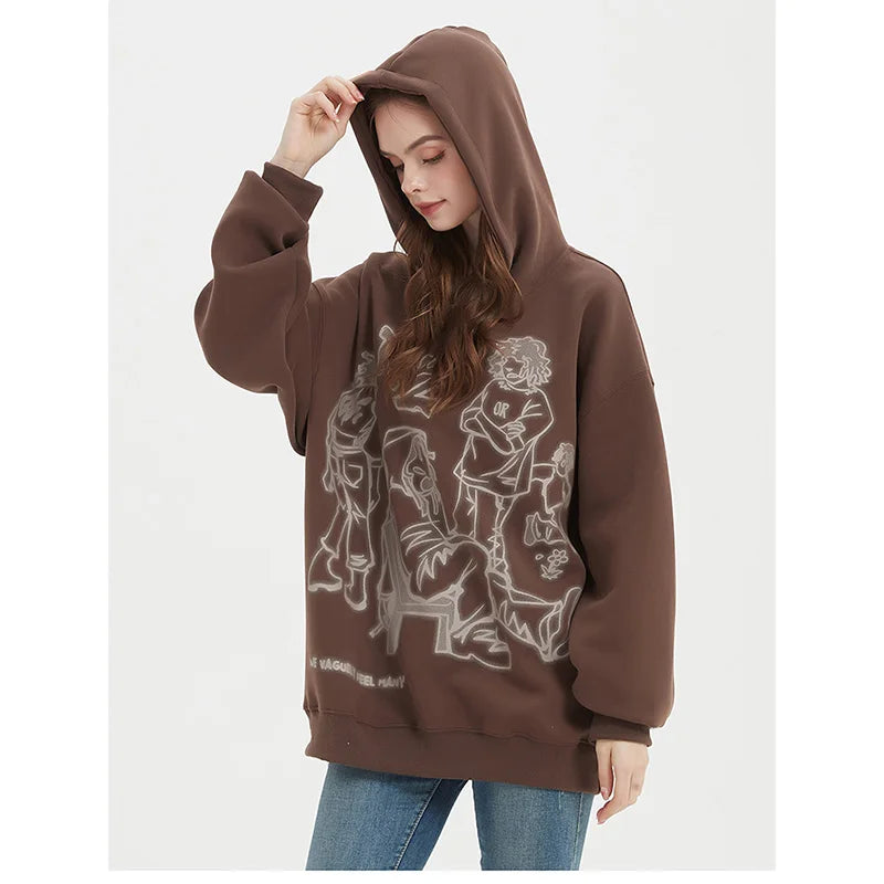 Chicvoy Women Hoodie Y2K Scrawl Graphic Harajuka Sudaderas Grunge Pull