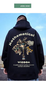 Autumn Men Funny Wisdom Monkey Graphic Print Hooded