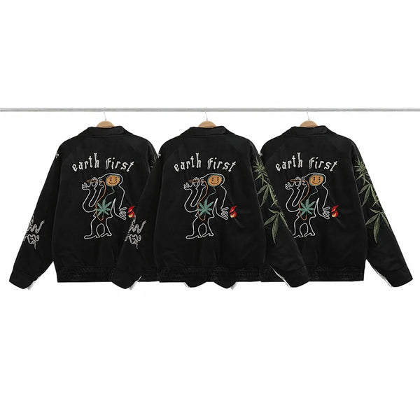 winter street style featuring kanye co branded commemorative high quality heavy industry fully embroidered cotton winter jacket for men and women design – premium quality jacket for men