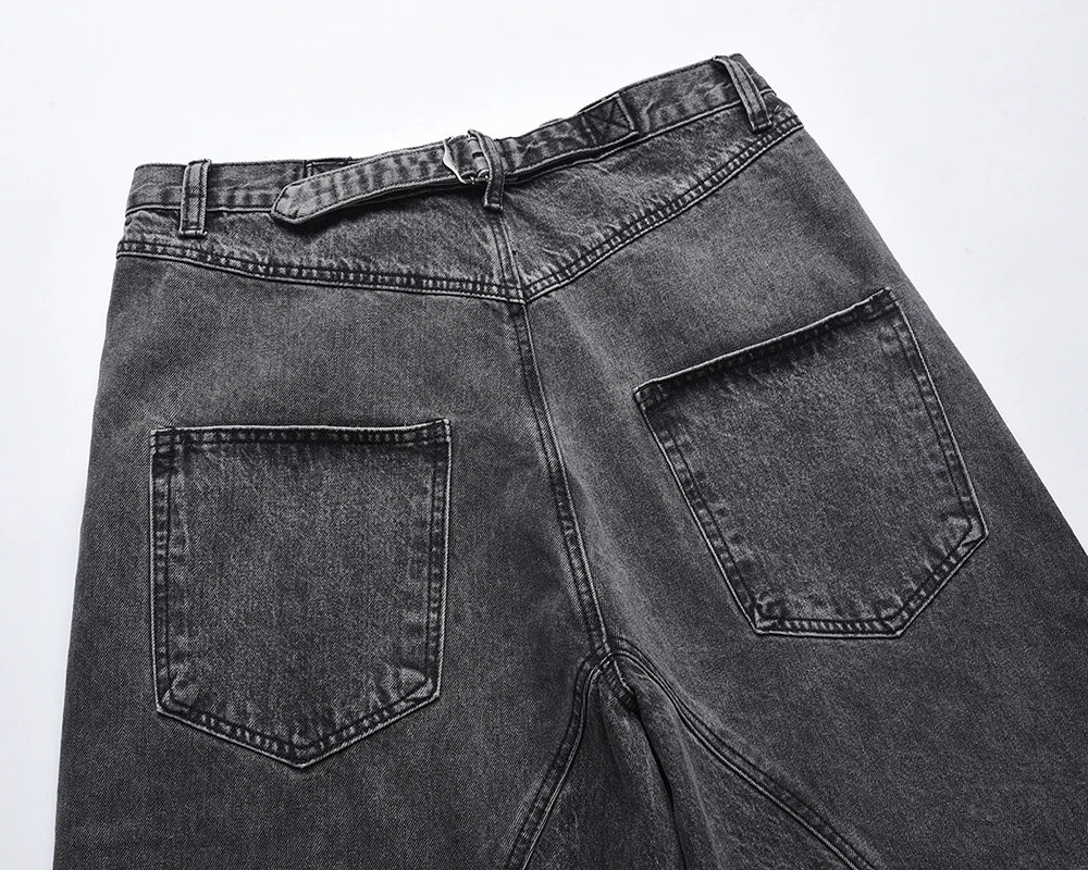 high street washed baggy casual jeans for men and women straight pockets denim pants oversized loose cargo trousers unique cargo style 3881