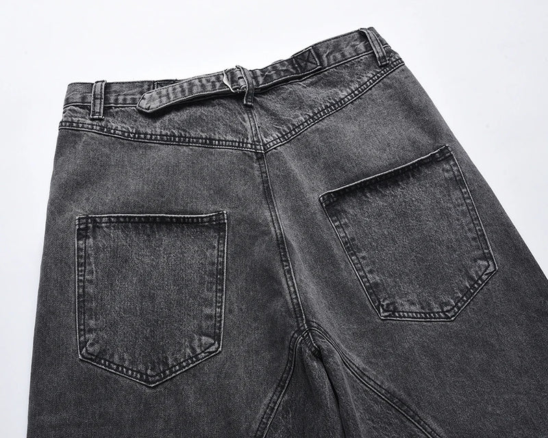 high street washed baggy casual jeans for men and women straight pockets denim pants oversized loose cargo trousers unique cargo style 3881