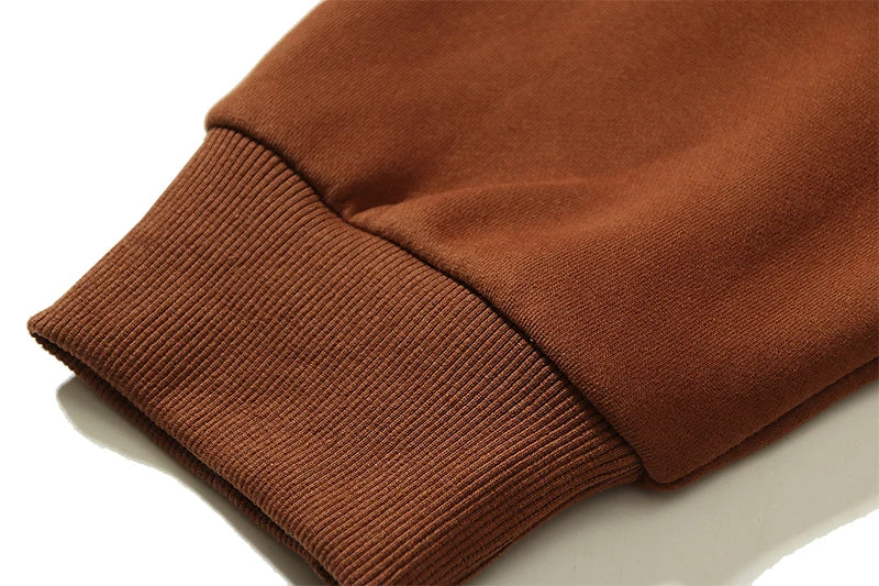 Cactus Jack Letter Brown Fleece Hooded Sweatshirts For Men High Street