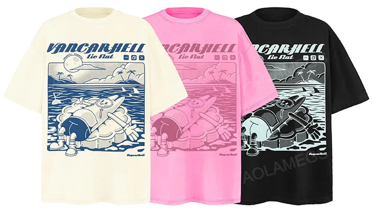 Glitchcore Crying angel – Men Retro Casual T Shirt Cartoon Creative Print Short Sleeve