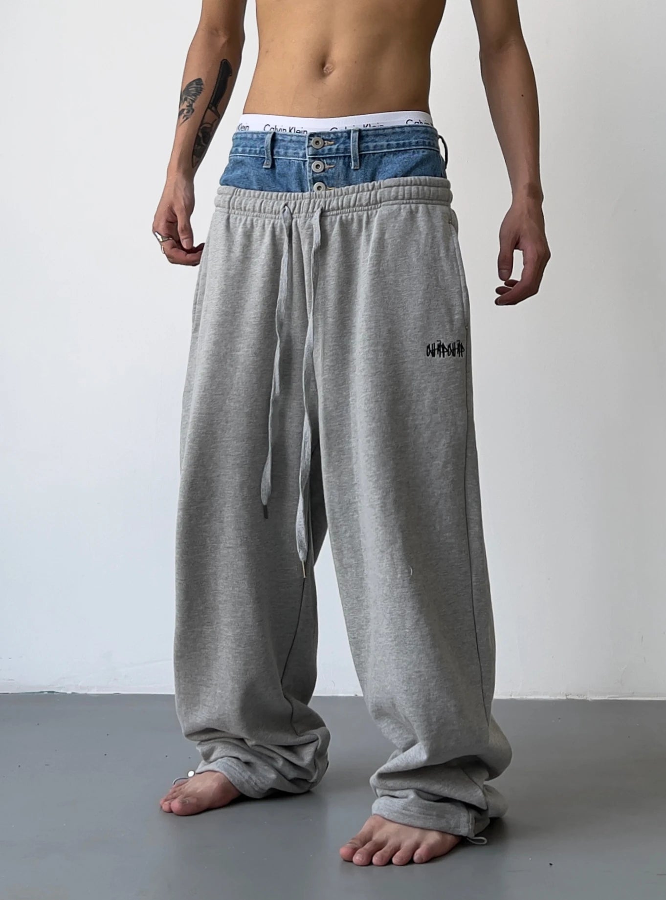 hip hop straight pants spliced button jean elastic waist pants loose trousers unisex casual drewstring sportwear pants joggers unique joggers style 152