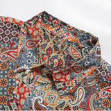 Men's Shirts Plaid Cashew Flower Printed Short Sleeve Shirt Sclassic Loose Stylish Tops High Street Casual Versatile Clothing