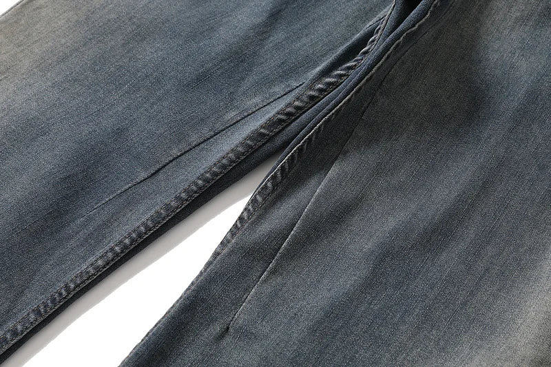 y2k washed gradient jeans pants blue stretch floor mop pants distressed casual micro speaker baggy mens and womens flare jean unique jeans style 113