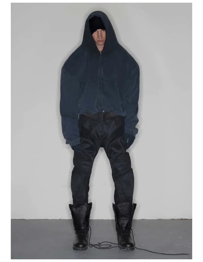 glitchcore angelcore design featuring greg 2024 new high quality high street trendy brand shoulder padded zipper hoodie
