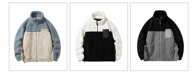 winter fleece faux fur parkas fashion warm women lambswool coat high street couple streetwear oversize jacket for men black p - variant style b4397f for streetwear fashion