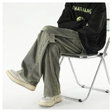 2024 new hip hop wide leg jeans for men washed distressed baggy denim trousers high street deconstruction cargo jean y2k pants unique cargo style 449
