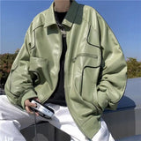 American Retro Pu Leather Jacket Spring And Autumn Hiphop High Street