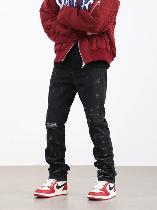 harajuku scratched ripped holes denim jeans mens zipper jeans hip hop fashion streetwear new casual straight joggers jean pants urban active pants