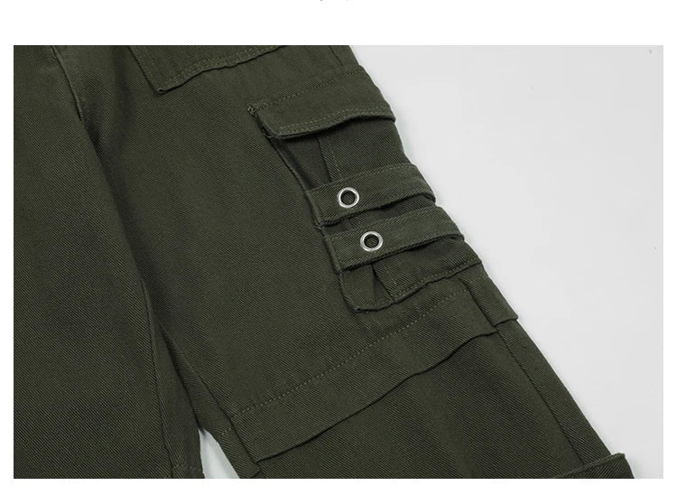 hip hip pants men bottom zipper cargo pants streetwear side pockets harajuku joggers unisex baggy loose straight cotton trousers unique joggers style 3237