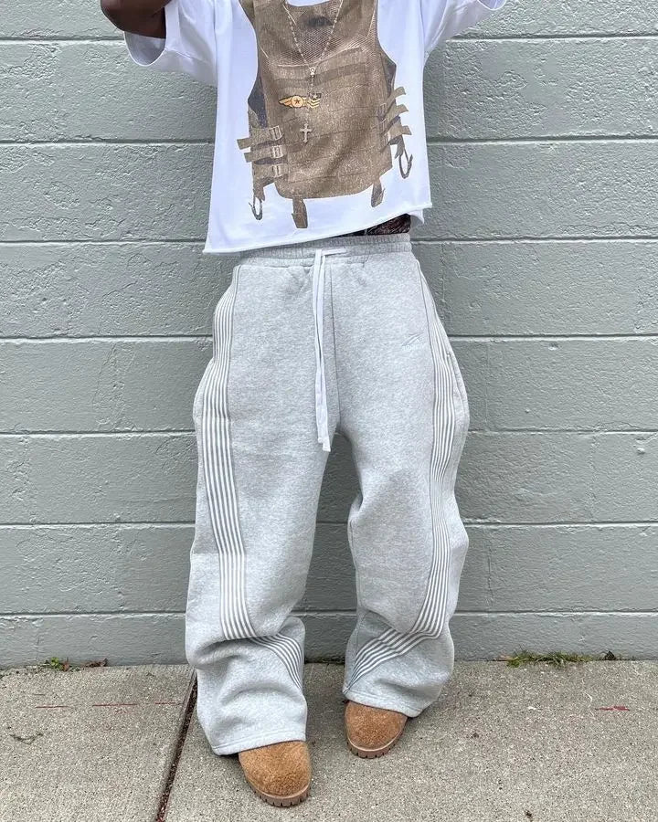 streetwear sweatpants y2k pants mens womens hip hop striped letters embroidery retro cotton baggy hosen joggers cargo pants unique joggers style 537