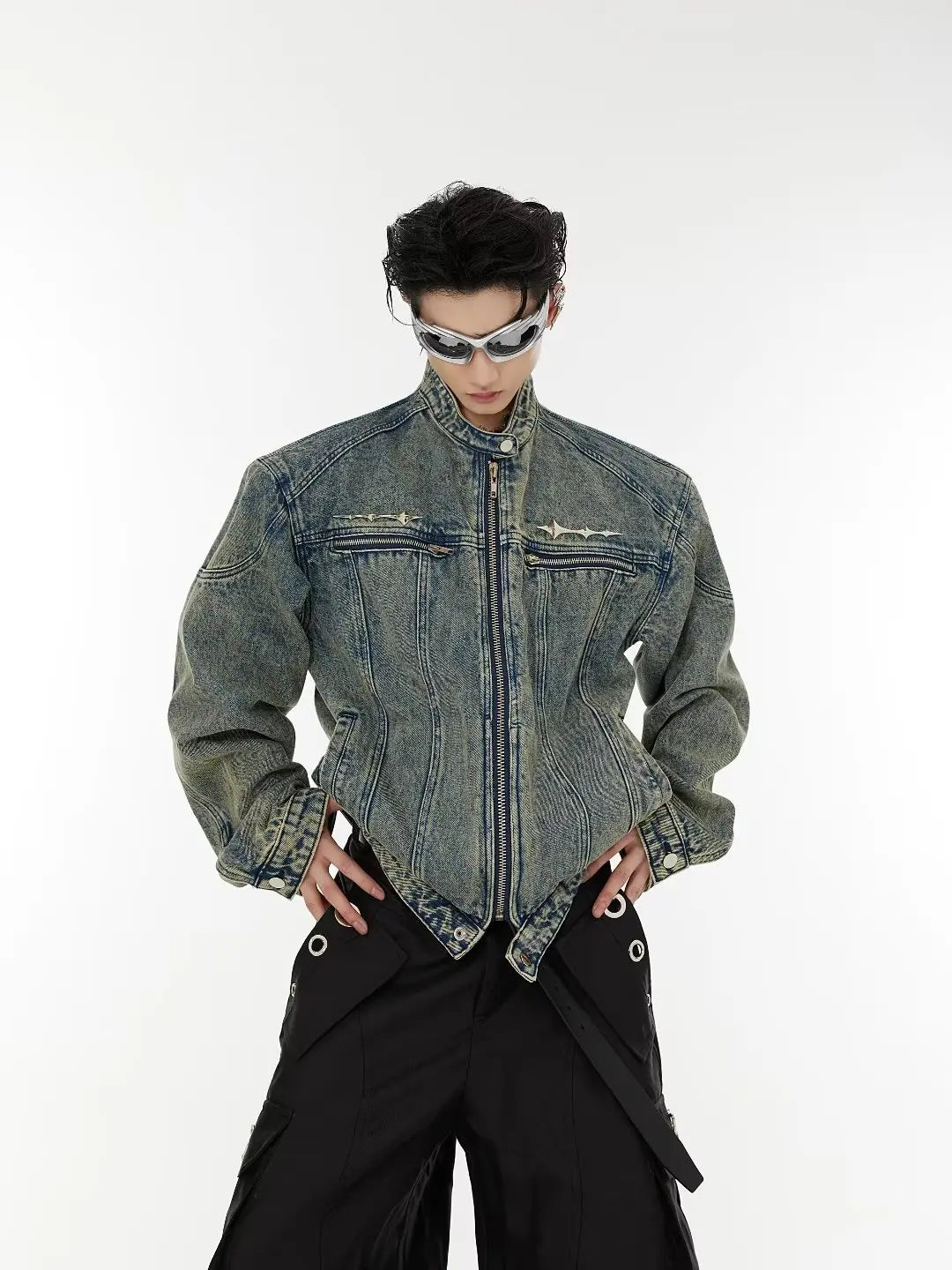 leather varsity jacket, fall winter fit, for men, fall streetwear outfit, oversized style, layered fashion, modern aesthetic, graphic detail