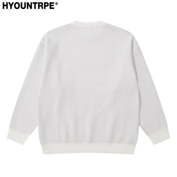 hip hop anime knitted oversized sweater mens autumn winter o neck long sleeve pullover streetwear new loose sweaters clothing - high quality cotton hoodie, urban fashion pullover, 2025 streetwear drop