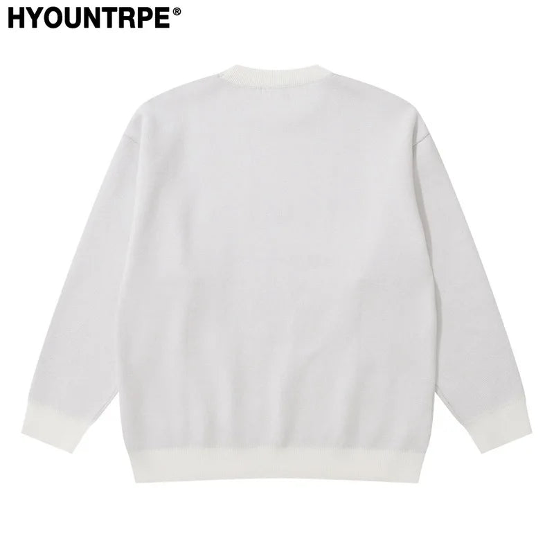hip hop anime knitted oversized sweater mens autumn winter o neck long sleeve pullover streetwear new loose sweaters clothing - high quality cotton hoodie, urban fashion pullover, 2025 streetwear drop