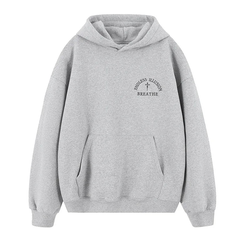 Urban darkwear hoodie with distressed punk gothic elements