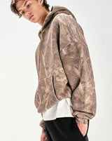American High Street Fashion Casual Hoodie Men Y2K Harajuku Retro Soli