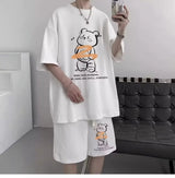 Vaporwave Crying angel – Summer Men Tracksuit Japan Cartoon Streetwear Cool Bear Prin
