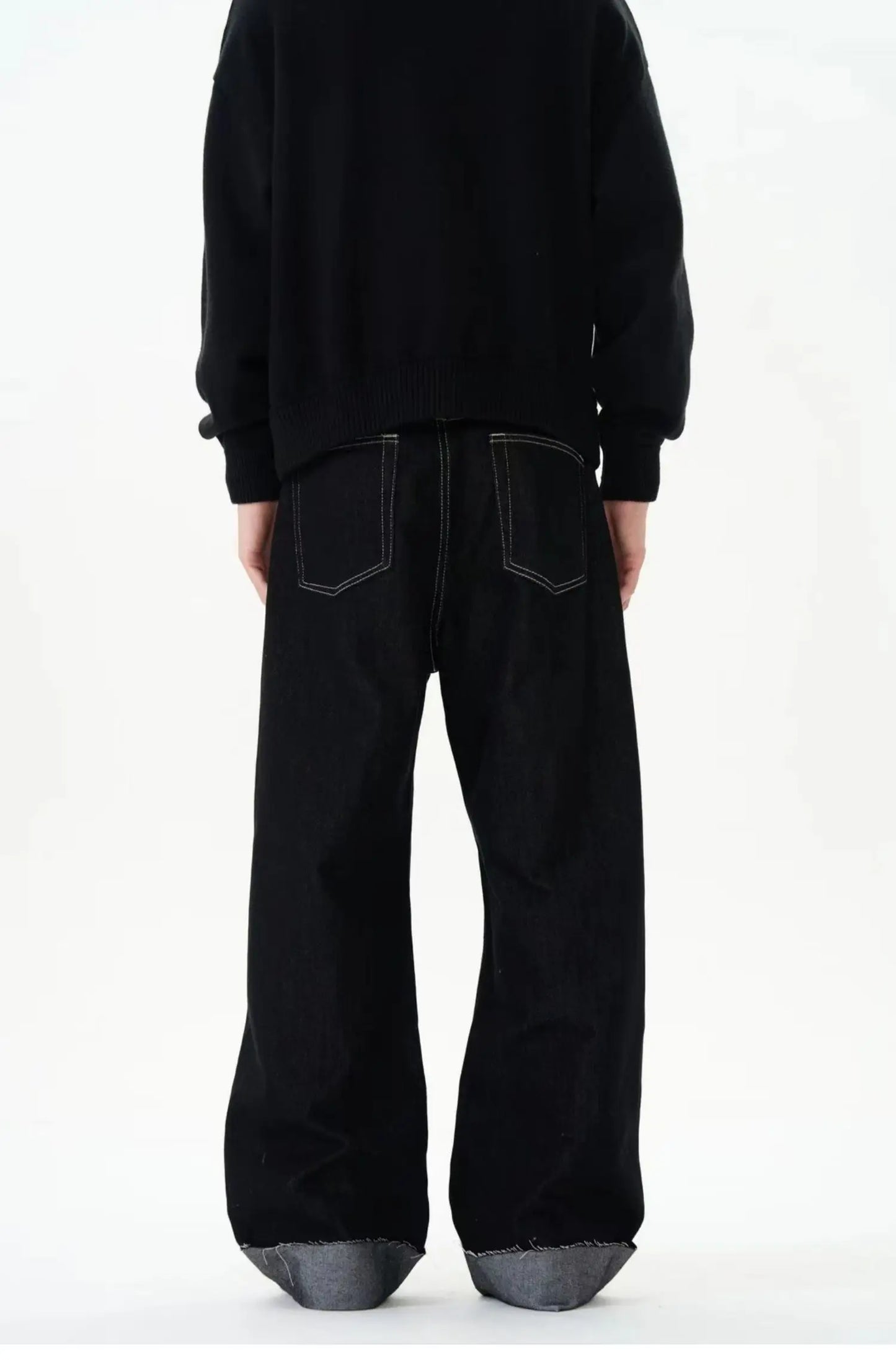 men women streetwear fashion loose casual wide leg straight black denim jeans pant boyfriend y2k baggy jeans trousers unique jeans style 2377