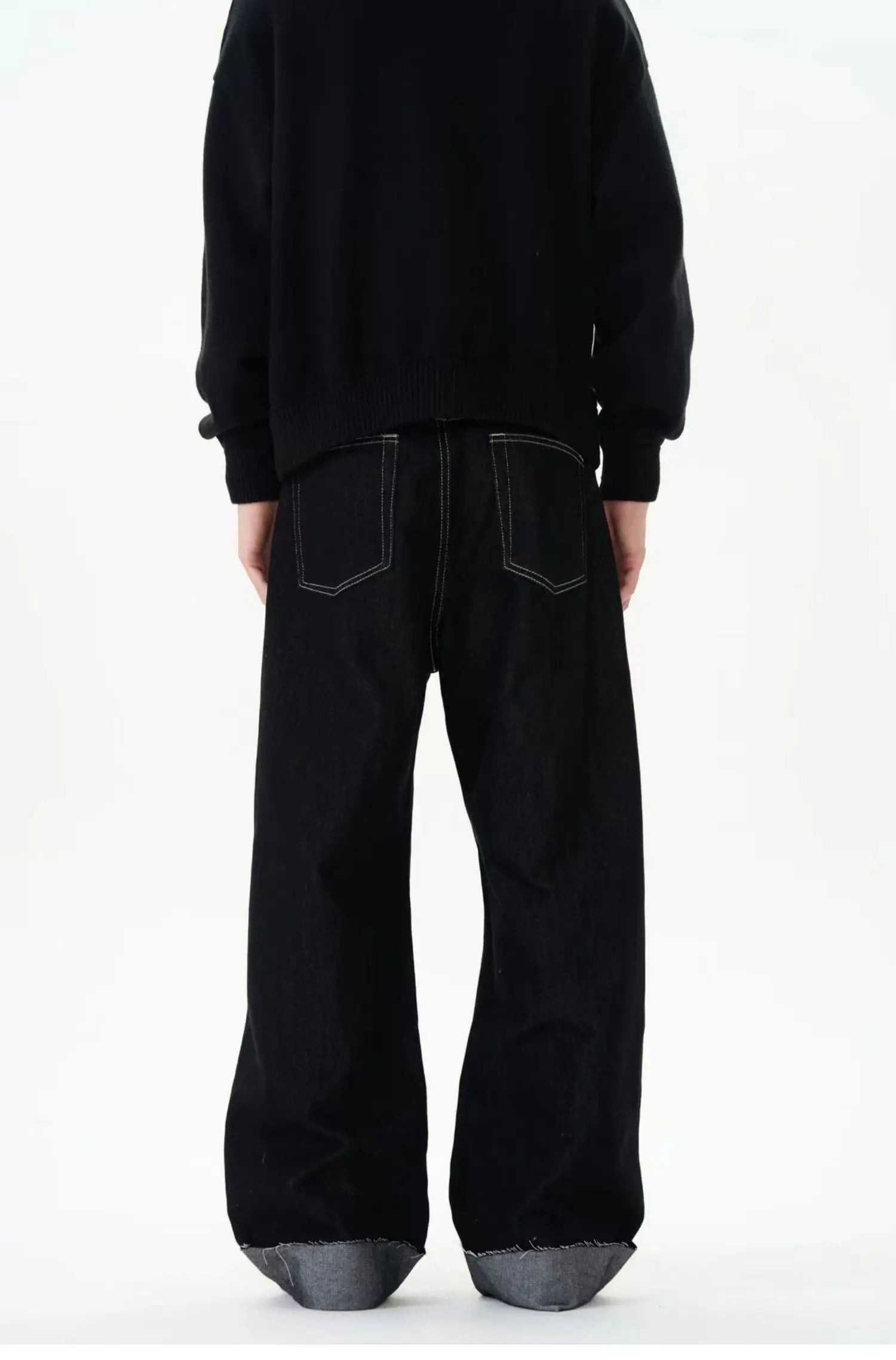 men women streetwear fashion loose casual wide leg straight black denim jeans pant boyfriend y2k baggy jeans trousers unique jeans style 2377