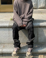 techwear flame knit sweater with structured oversized fit, ideal for cold streetwear layers, men’s streetwear clothing piece 
