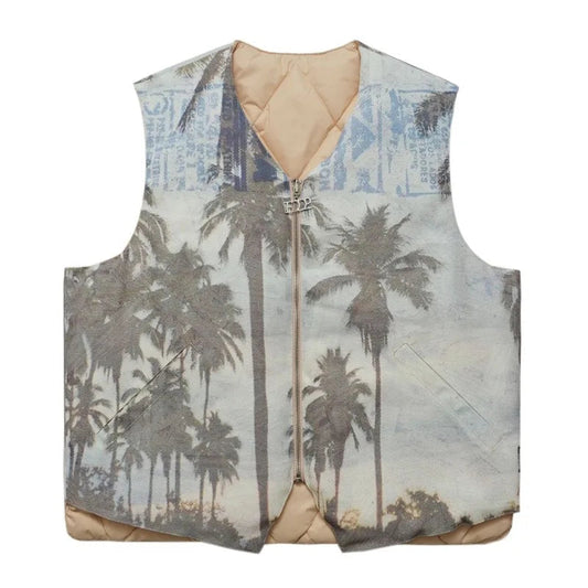 Hip Hop Loose Jacket Vest Unisex Casual Cotton Padded Vests Mens Harajuku Streetwear Printed Sleveless Warm Reversible Coat b - variant style 123d33 for streetwear fashion