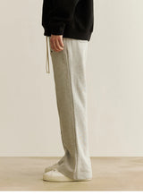 american streetwear gray flared sweatpant men double knee patch micro flare overalls harajuku casual patchwork sweat pants black unique joggers style 2957