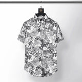 New 2021 luxury Men Classic Sketch jungle Leopard Fashion 50% Silk Casual Shirts Shirt high quality Pocket Short sleeves #A47