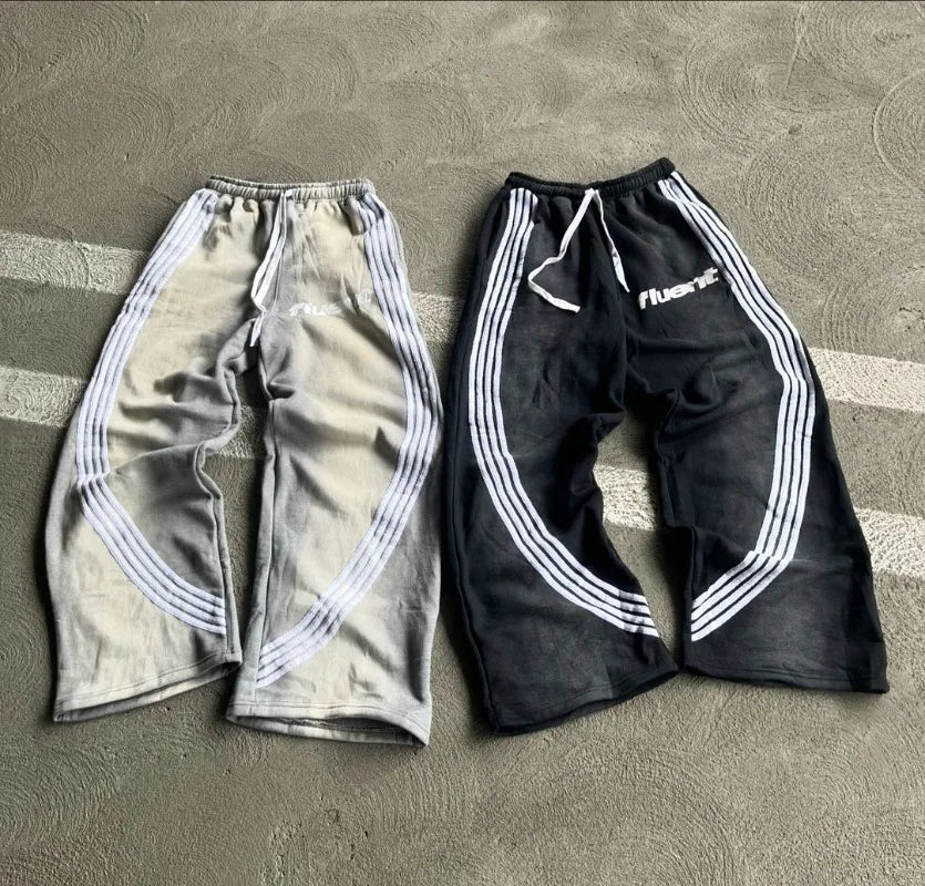 y2k american hip hop rock fashion letter striped nine point pants street fashion brand harajuku retro oversized couple trousers urban fashion pants