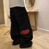 harajuku black wexwear graphic embroidered baggy jeans streetwear y2k jeans men women high waist wide trouser skateboard pants urban skinny jeans